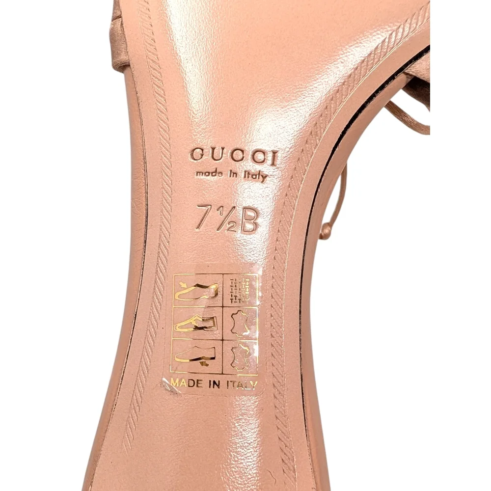 Gucci Vintage Tom Ford S/S 2004 Silk Satin Corset Bamboo Mule Nude Pink 7.5